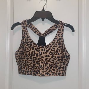 Kyodan Active Cheetah Animal Print Racerback Sports Bra Small